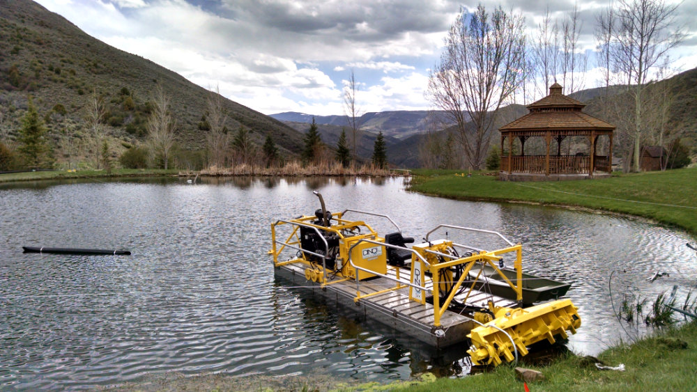 lake cleaner machine on a pond in Colorado
